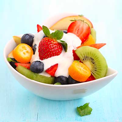 Fruit Salad with Strawberries and Cream